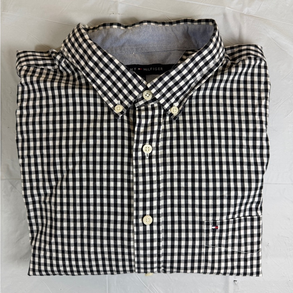 Tommy Hilfiger Men's Checkered Black and White Shirt